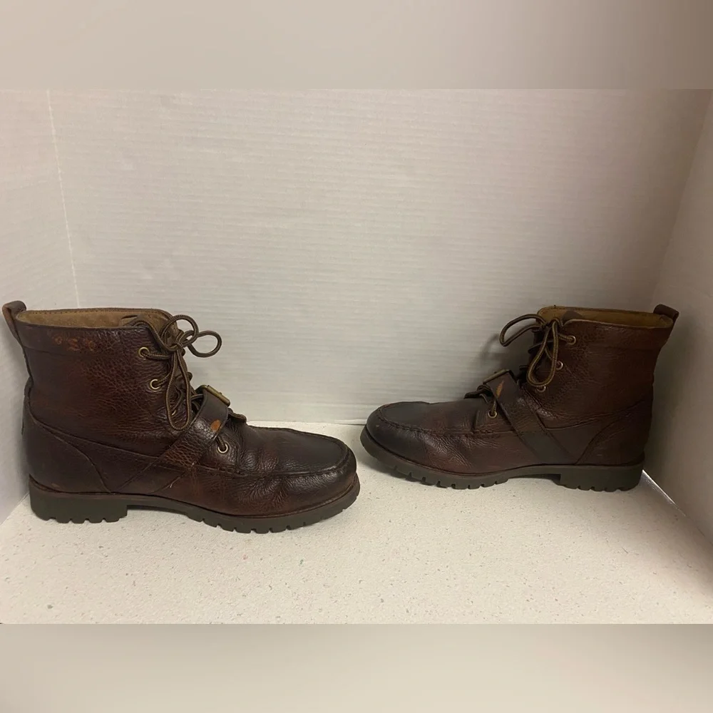Ralph Lauren Redmond Dark Brown Leather Boots 9.5